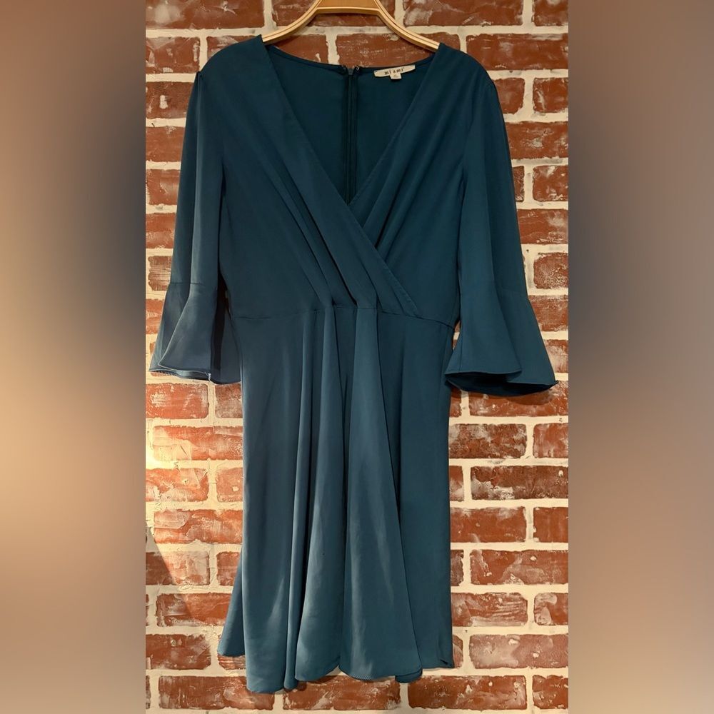 Miami Teal Midi Dress with Bell Sleeves